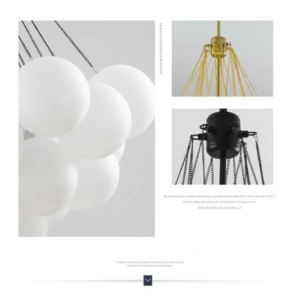 Glasses Bubble Chandeliers Nordic Frosted Glass Gold Black Pendant Light （WH-AP-669）
