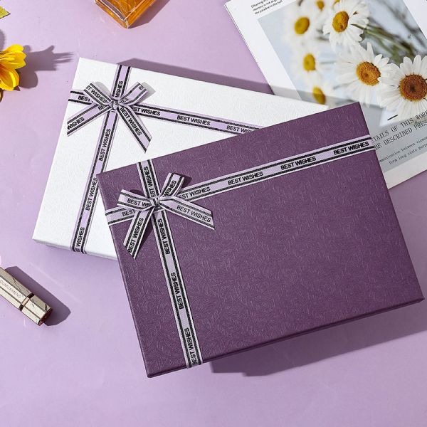 Purple Gift Box Packaging Top And Bottom Cover Gift Packaging Custom Clothes Scarf Gift Box