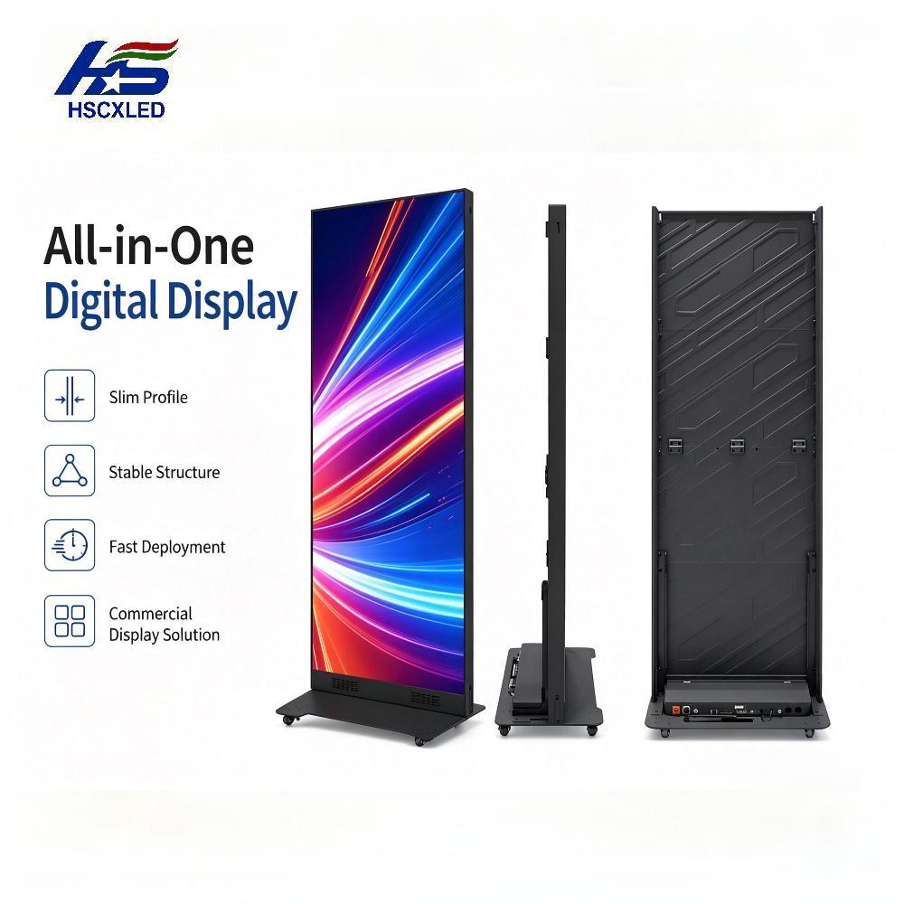 HSCXLED Indoor Movable Poster LED Display Indoor Stand Portable Digital Poster Led Screen Player