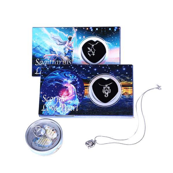 12 Horoscope Zodiac Natural Wish Freshwater Love Pearl Precious Zodiac Cage Holder Necklace Pendant Gift Set