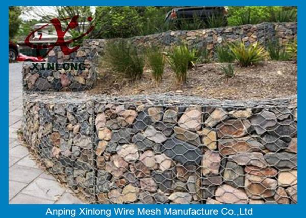 Anti - Corrosion Gabion Rock Wall Cages , Hexagonal / Square Gabion Mesh Cages