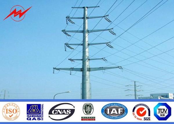Hot Dip Galvanized Medium Voltage Electrical Transmission Poles With Insulator