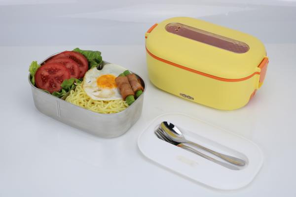 2 Compartment Electric Lunch Box 1.5L Stainless Steel Container 80W