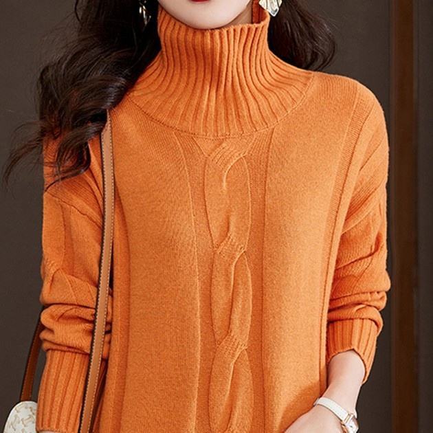 Custom 7 GG Knitted Women's Sweater Dress with Anti-Wrinkle Turtleneck for Winter