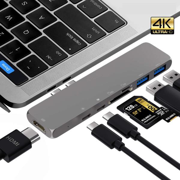 7 in 1 Type C Hub USB-C to 3 Port USB 3.0 Hub 1 Port HDM I USB C Hub with SD TF Card Reader