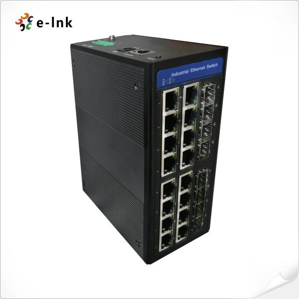 Commutateur Ethernet industriel 16x30W Ports PoE 802.3at + 8xSFP Montage à fibre DIN-Rail