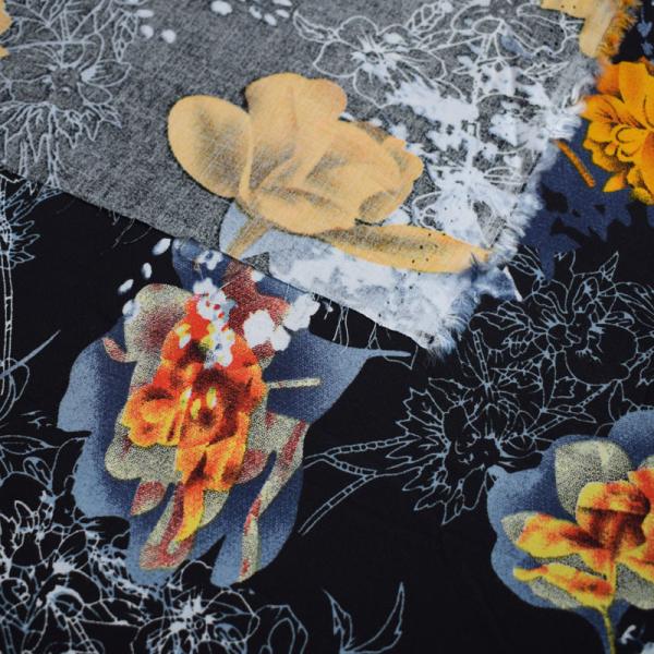 Soft Plain Viscose Rayon Fabric Floral Printed 100% For Dress Wedding