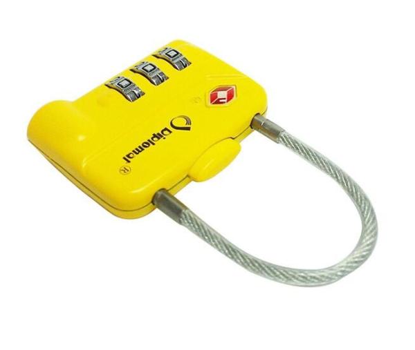 Cable zinc alloy TSA travel lock& Fashion Design yellow Tsa Luggage Lock& 80g Tsa Bag Number Lock