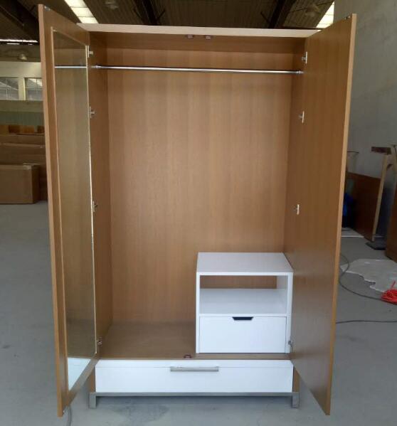 Metal Base 2 Door Wooden Hotel Room Wardrobe / Closet With Drawers ISO Listed