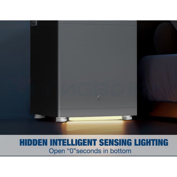 Solid Steel Smart Safe Box Motion-Activated Drawer Biometric Lock Dual Alarm