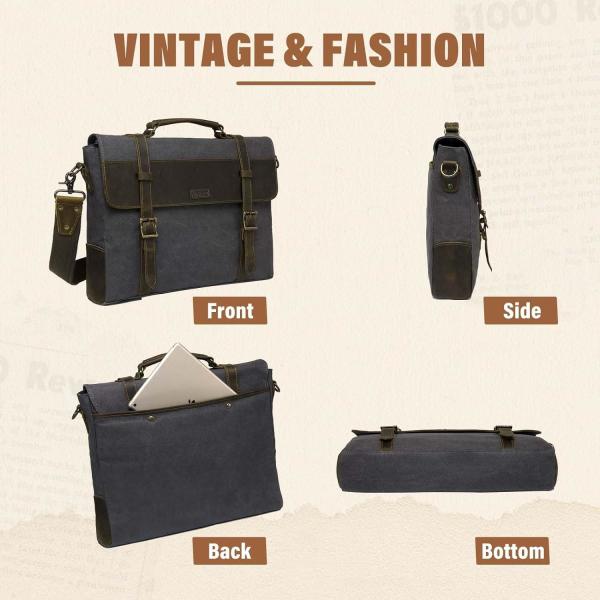 Messenger Bag for Men,Vintage Canvas Leather Canvas Laptop Satchel Shoulder Bag Business Briefcase