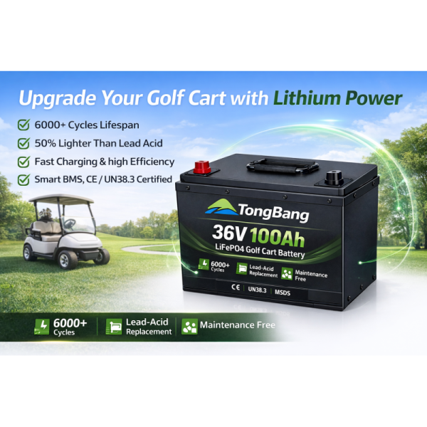 36V 100Ah LiFePO4 Golf Cart Battery for EZGO Club Car Lead Acid Replacement
