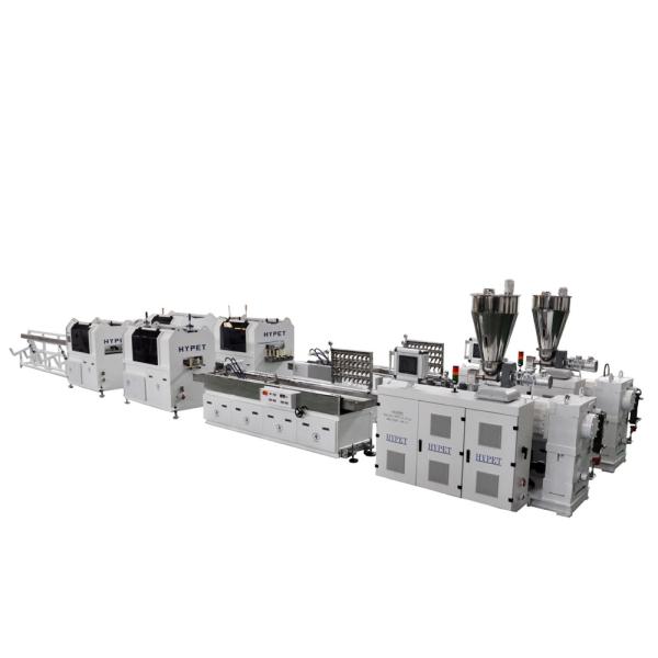 Chine Shenzhen HYPET Machine à fabriquer des chemins de câbles PVC à grande vitesse quatre stations / Ligne de production d'extrusion de goulottes de câblage PVC