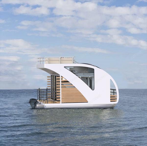 Bateau flottant en aluminium avec salle de séjour pour 6 personnes