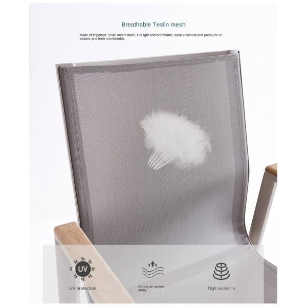 Outdoor Metal Patio Garden Dining Table Set With 3m Wood Table And Balcony Lounge Chairs