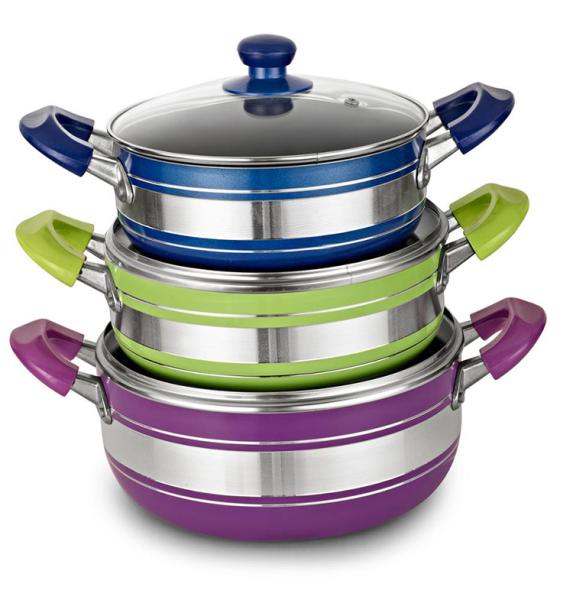 CIQ 3.0mm Thickness Alu Non Stick Soup Pot With Clear Lid