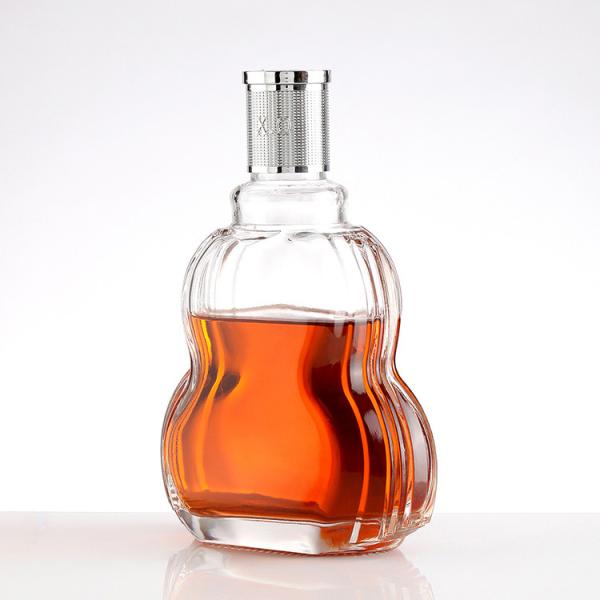 250ml 375ml 500ml Unique Shape Glass Tequila Bottle with Sealed Cork Lid Hot Stamping