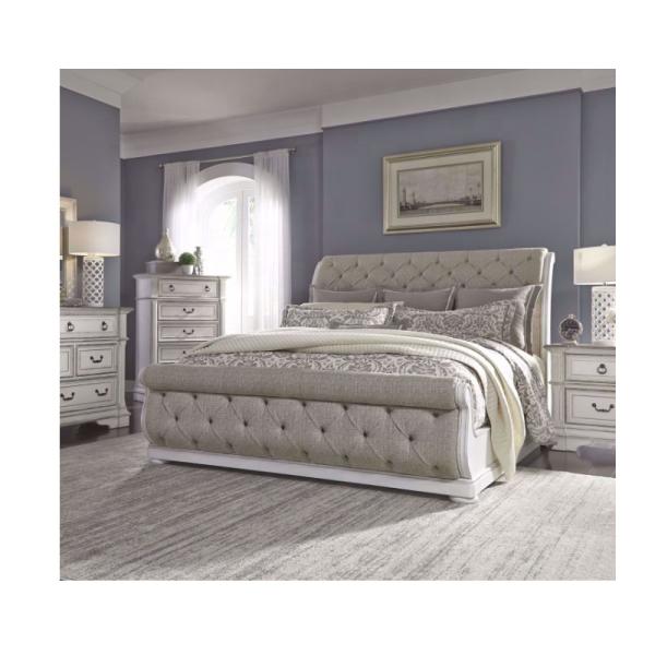 Wood Master Bedroom Furniture Upholstered Platform Bed