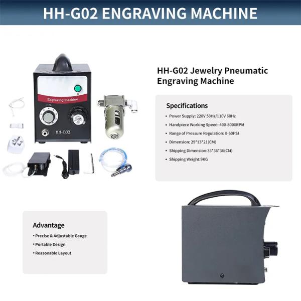 Одиночные законченные инструменты гравировального станка HH-G02 ювелирных изделий пневматические гравируя