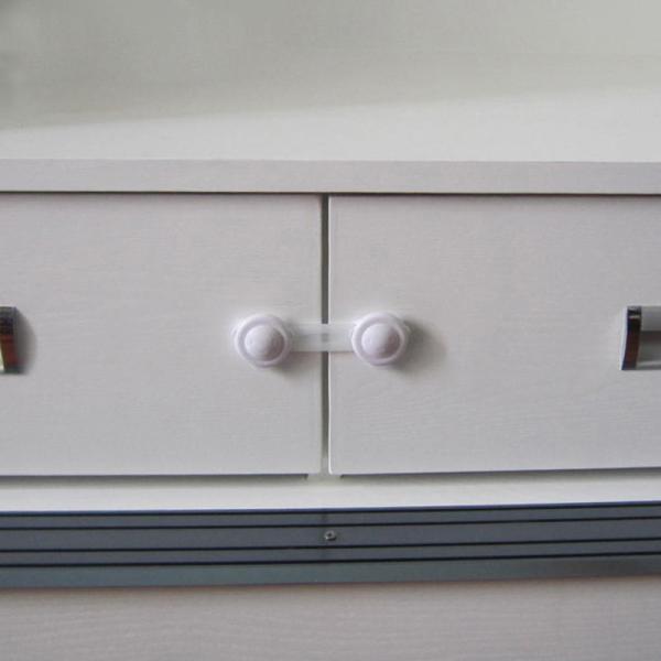 Multi-purpose Adhesive Plastic Baby Safety Lock White Cabinet Drawer Latch
