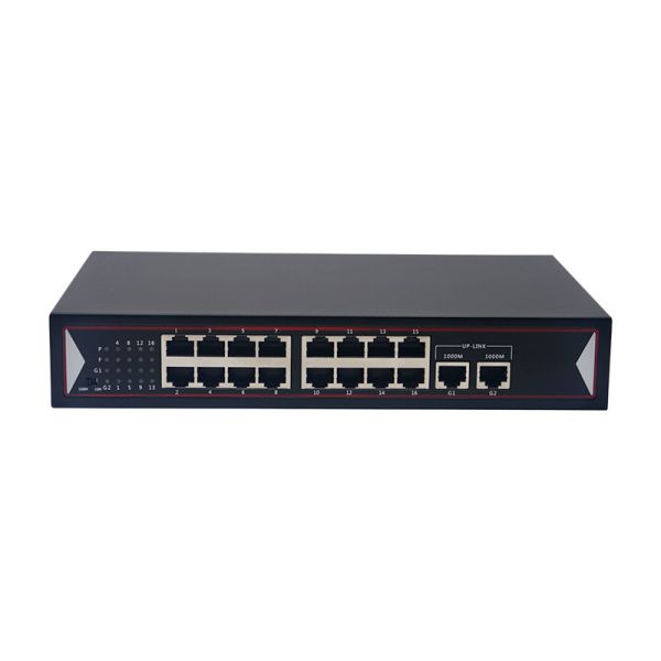 16 Port Desktop 10/100 Mbps PoE Ethernet Switch With 2 Gigabit Uplink 150-260W