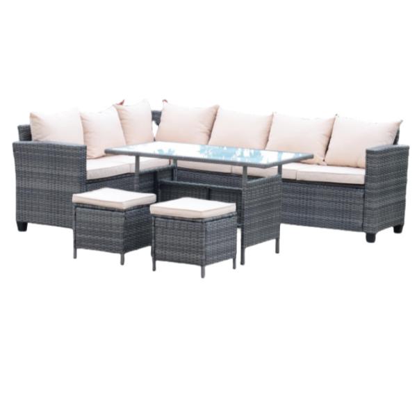Luxury Hotel Outdoor Furniture Waterproof PE Indoor Wicker Dining Table And Chairs
