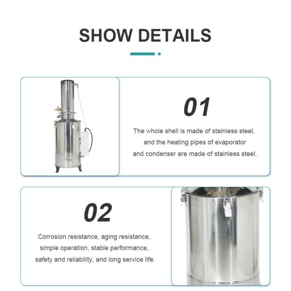 5/10/20L Stainless Steel Water Distiller with Auto Control and Electrothermal Heating