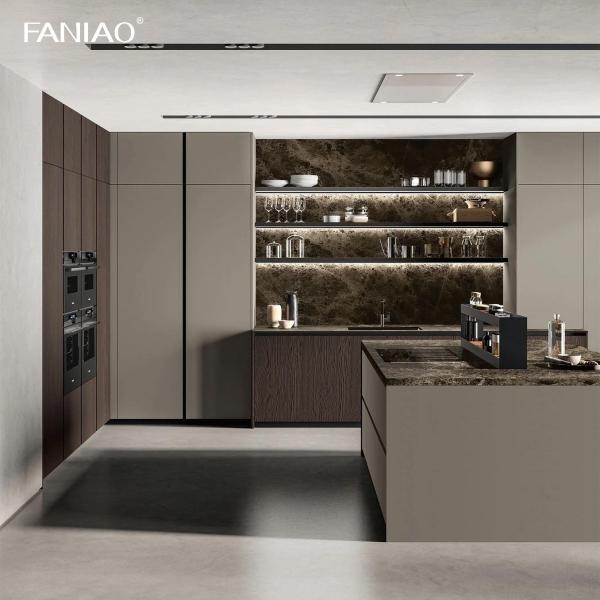 Вилла Меламин Серый Luxury Large Solid Wood современный Кухонный шкаф