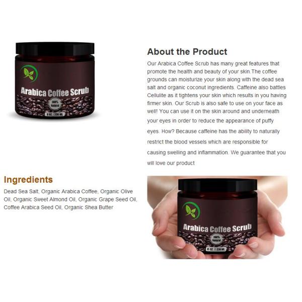 Dead Sea Salt Skin Care Body Scrub , Coffee Exfoliating Cream Body Scrub Mosturizied