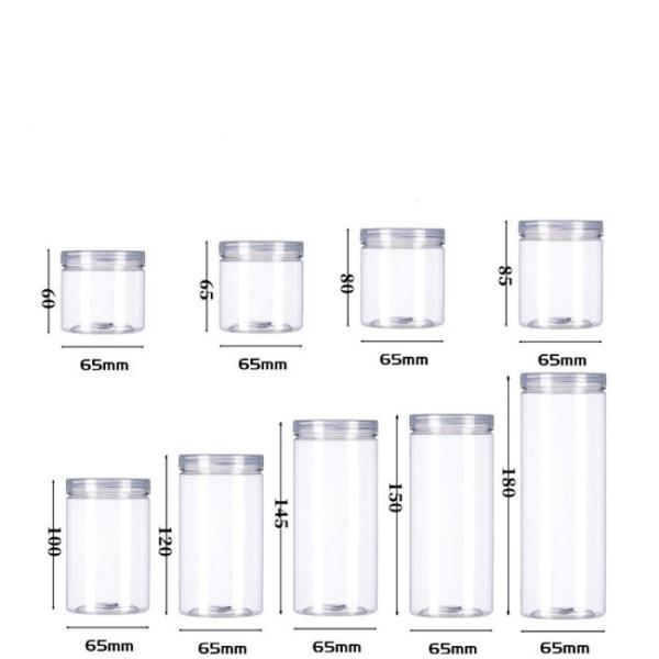 Dia 55mm Plastic Kitchen Storage Jars ODM Transparent PET Jars With Locking Lids