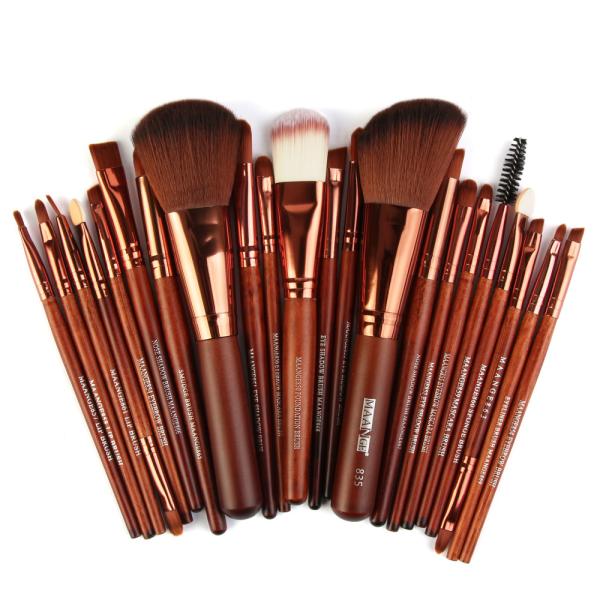 lWholesale 22 Pieces Brown Color  Makeup Brushes Fan Brush Best Make up Brushes