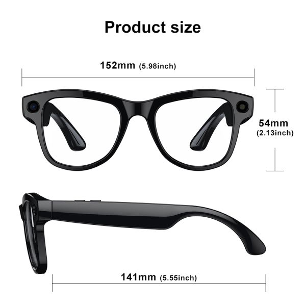 AI Smart Glasses Featuring 8MP Camera Video Recording Bluetooth Call Music Play Charging Box
