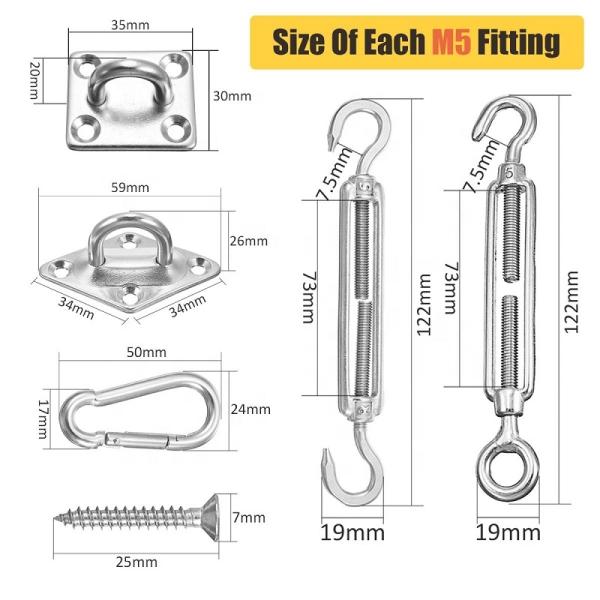 Нержавеющая сталь 316 крыша солнцезащитные паруса части наружных солнцезащитных парусов части