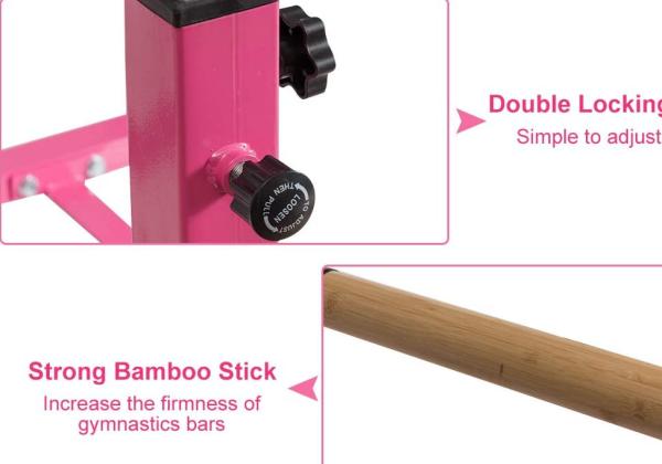 Double Horizontal Bars, Junior Gymnastic Training Parallel Bars W/11-Level 38-55 Adjustable Heights, 264lbs Capacity, I