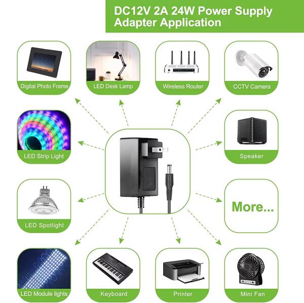Output Class 2 Power Supply Single Phase 12V 3A 120v 60hz 1.2m DC Power Adapter