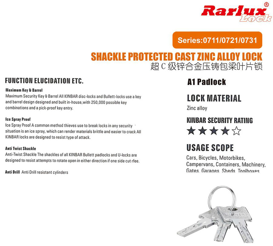 SHACKLE PROTECTED CAST ZING ALLOY LOCK