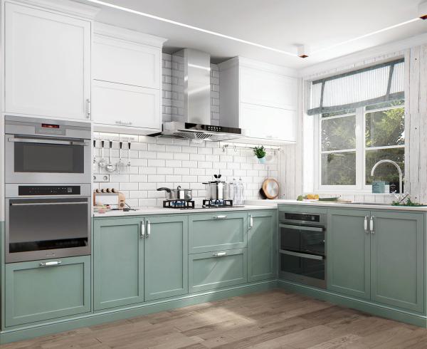 Hotel Modern Kitchen Cabinet with Stainless Steel Door Material and Lacquer Finish