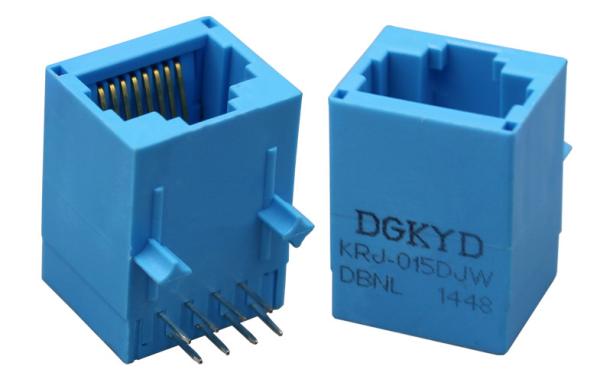 Jaque de abrigo azul do lan RJ45 do elevado desempenho com transformador, KRJ -015DJWDBNL