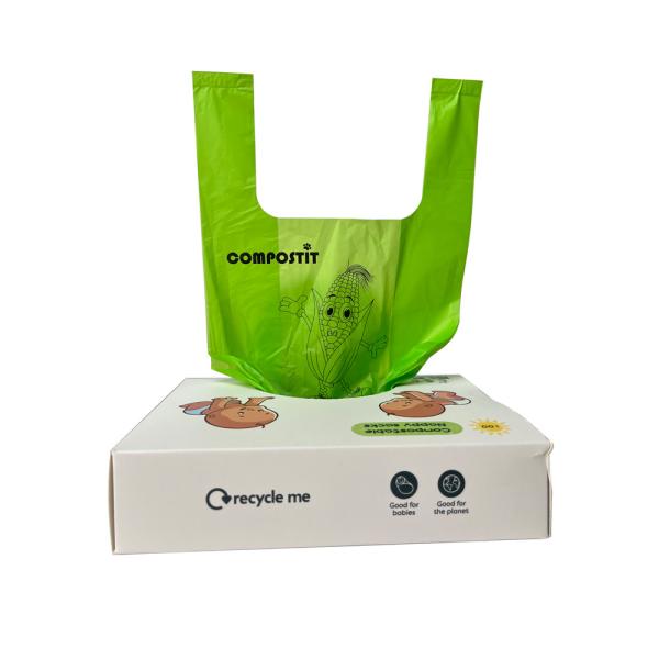 Disposable Diaper Bags for baby, 100 Count Eco-Friendly Compostable Disposable Diaper Bags, Baby Poop and Multipurpose Sacks with Handles for Convenient Disposal, Leak-Proof