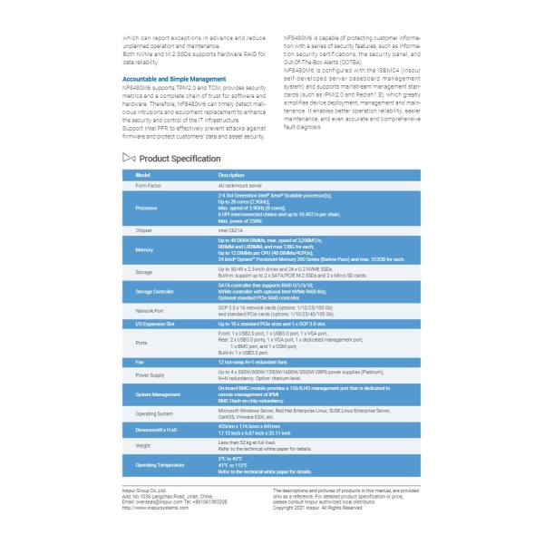 NF5280M6 rack-mounted storage server deep learning database virtualization high-performance computing high-end customization