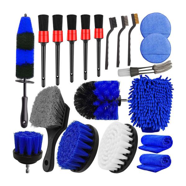 20pcs pneus de voiture roue nettoyage pinceau ensemble de détails Kit roues bord de forage détails pinces de lavage