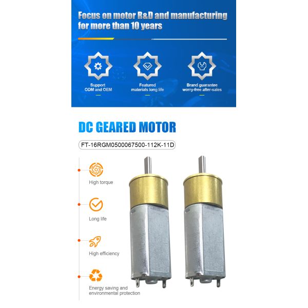 FT-16RGM050  DC 6V 12V24V  Spur Gear Motor  for Pad Lock