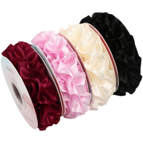 4.0cm*4.5m Cinta de poliéster de borde arrugado para empacar flores