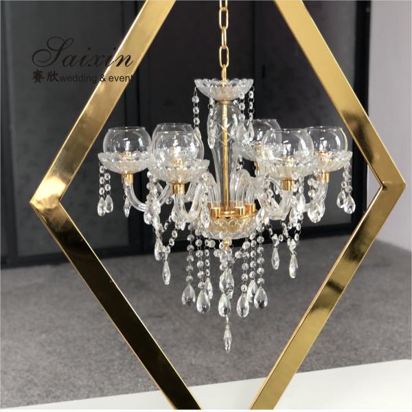 Novo estilo quente para a peça central do casamento cristal ouro candelabra mesa de decoração lustres porta-velas com suporte
