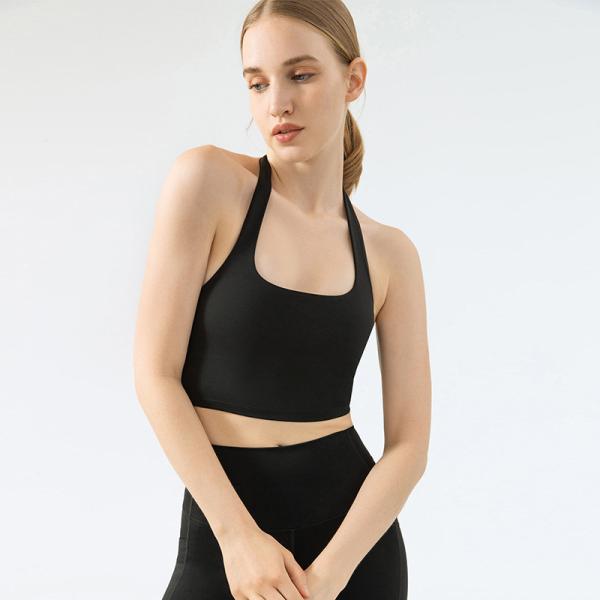 New Hanging Neck Shockproof Sexy Yoga Bra Nylon Woman Sport Bra