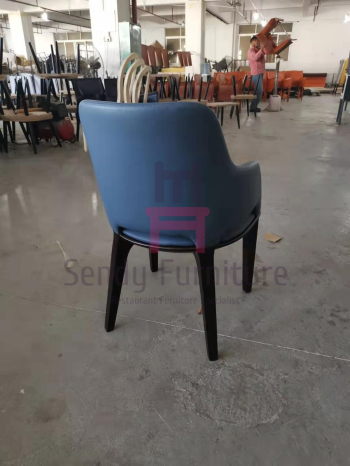 Micro Fiber Leather Wood Restaurant Chair Upholstered No Folded With Armrests