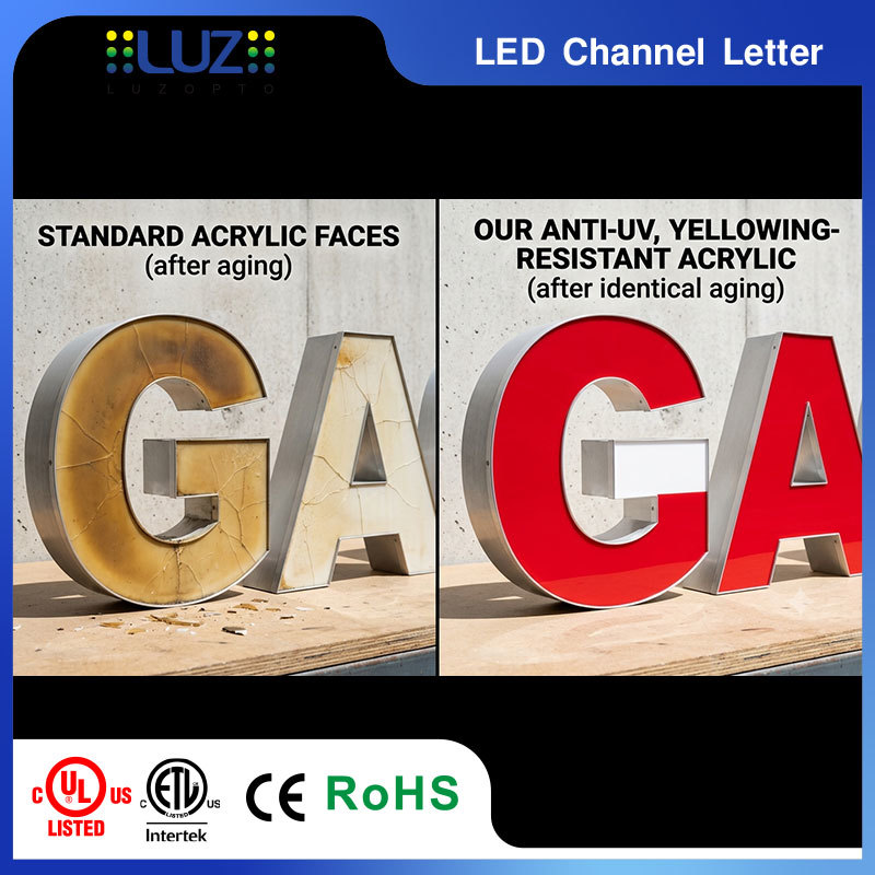 Anti UV Yellowing Resistant Acrylic Face High Output Brightness Channel Letter For Petrol Gas Station