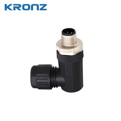 M12 5-Pin A-Coded Angled Sensor Connector IP67 Screw Locking