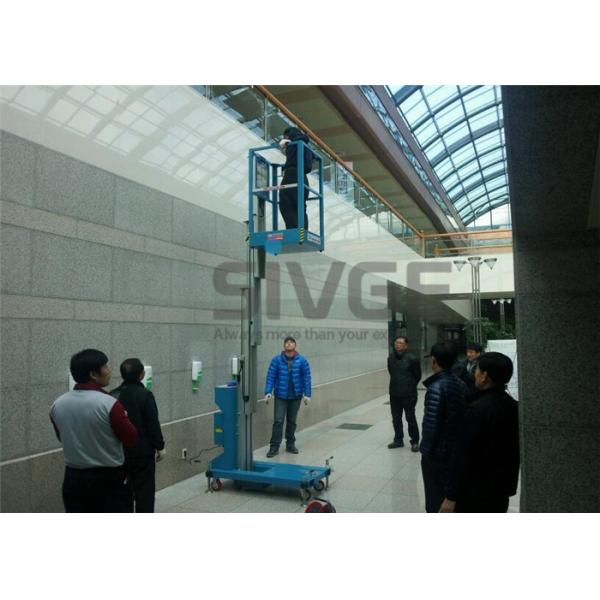10m Single Mast Blue Hydraulic Lift Ladder 120kg Load For Office Buildings