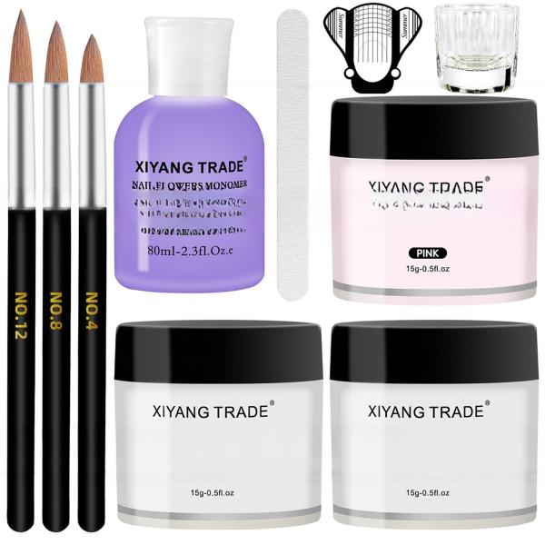 Professional Acrylic Nail Kit for Beginners With Nail Brush Monomer Acrylic Powder Set Nail Extension Form